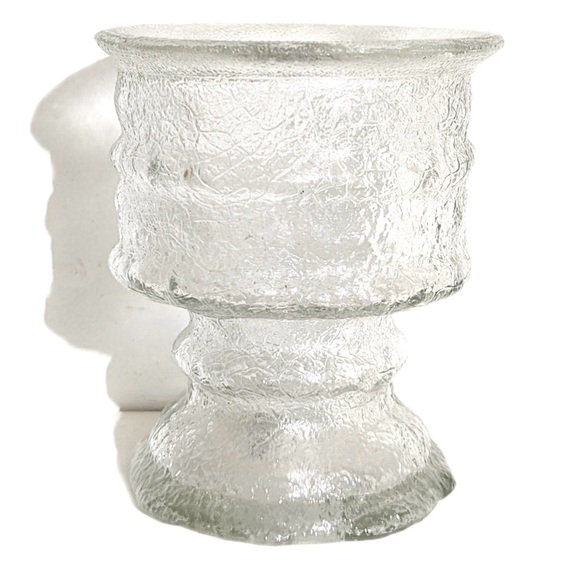 USA VintageTextured Glass Candle Holder - Picture 1 of 6